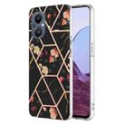 For OnePlus Nord N20 5G Splicing Marble Flower Pattern TPU Phone Case(Black Flower) - 1