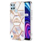 For OPPO Realme C21Y Splicing Marble Flower Pattern TPU Phone Case(Crown) - 1
