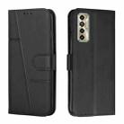 For Tecno Camon 17P Stitching Calf Texture Buckle Leather Phone Case(Black) - 1