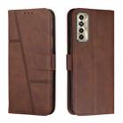 For Tecno Camon 17P Stitching Calf Texture Buckle Leather Phone Case(Brown) - 1