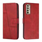 For Tecno Camon 17P Stitching Calf Texture Buckle Leather Phone Case(Red) - 1