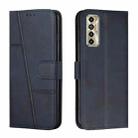 For Tecno Camon 17P Stitching Calf Texture Buckle Leather Phone Case(Blue) - 1