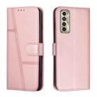 For Tecno Camon 17P Stitching Calf Texture Buckle Leather Phone Case(Pink) - 1