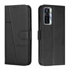 For Tecno Camon 17 Pro Stitching Calf Texture Buckle Leather Phone Case(Black) - 1