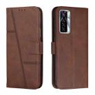 For Tecno Camon 17 Pro Stitching Calf Texture Buckle Leather Phone Case(Brown) - 1