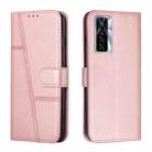 For Tecno Camon 17 Pro Stitching Calf Texture Buckle Leather Phone Case(Pink) - 1