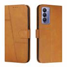For Tecno Camon 18 / 18P Stitching Calf Texture Buckle Leather Phone Case(Yellow) - 1
