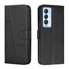 For Tecno Camon 18 Premier Stitching Calf Texture Buckle Leather Phone Case(Black) - 1
