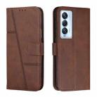 For Tecno Camon 18 Premier Stitching Calf Texture Buckle Leather Phone Case(Brown) - 1