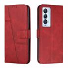 For Tecno Camon 18 Premier Stitching Calf Texture Buckle Leather Phone Case(Red) - 1