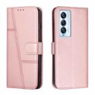 For Tecno Camon 18 Premier Stitching Calf Texture Buckle Leather Phone Case(Pink) - 1