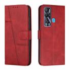 For Tecno Pova Neo Stitching Calf Texture Buckle Leather Phone Case(Red) - 1