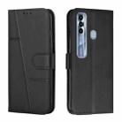 For Tecno Spark 7 Pro Stitching Calf Texture Buckle Leather Phone Case(Black) - 1