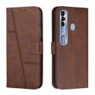 For Tecno Spark 7 Pro Stitching Calf Texture Buckle Leather Phone Case(Brown) - 1