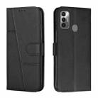 For Tecno Spark 7 / 7T Stitching Calf Texture Buckle Leather Phone Case(Black) - 1