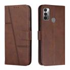 For Tecno Spark 7 / 7T Stitching Calf Texture Buckle Leather Phone Case(Brown) - 1