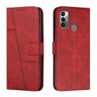 For Tecno Spark 7 / 7T Stitching Calf Texture Buckle Leather Phone Case(Red) - 1