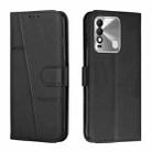 For Tecno Spark 8 Stitching Calf Texture Buckle Leather Phone Case(Black) - 1