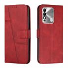 For Tecno Spark 8 Stitching Calf Texture Buckle Leather Phone Case(Red) - 1