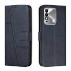 For Tecno Spark 8 Stitching Calf Texture Buckle Leather Phone Case(Blue) - 1