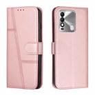 For Tecno Spark 8 Stitching Calf Texture Buckle Leather Phone Case(Pink) - 1