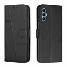 For Tecno Spark 8P Stitching Calf Texture Buckle Leather Phone Case(Black) - 1