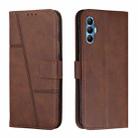 For Tecno Spark 8P Stitching Calf Texture Buckle Leather Phone Case(Brown) - 1