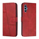 For Tecno Spark 8P Stitching Calf Texture Buckle Leather Phone Case(Red) - 1