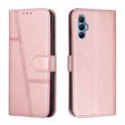 For Tecno Spark 8P Stitching Calf Texture Buckle Leather Phone Case(Pink) - 1