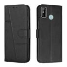 For Tecno Spark Go 2020 / Spark 6 Go Stitching Calf Texture Buckle Leather Phone Case(Black) - 1