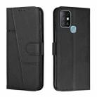 For Infinix Hot 10 Stitching Calf Texture Buckle Leather Phone Case(Black) - 1