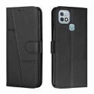 For Infinix Hot 10i Stitching Calf Texture Buckle Leather Phone Case(Black) - 1