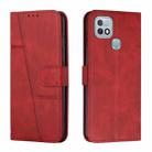 For Infinix Hot 10i Stitching Calf Texture Buckle Leather Phone Case(Red) - 1