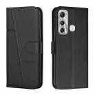 For Infinix Hot 11 Stitching Calf Texture Buckle Leather Phone Case(Black) - 1