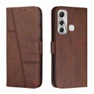 For Infinix Hot 11 Stitching Calf Texture Buckle Leather Phone Case(Brown) - 1