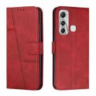 For Infinix Hot 11 Stitching Calf Texture Buckle Leather Phone Case(Red) - 1