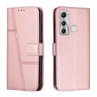 For Infinix Hot 11 Stitching Calf Texture Buckle Leather Phone Case(Pink) - 1