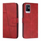 For Infinix Note 10 Stitching Calf Texture Buckle Leather Phone Case(Red) - 1