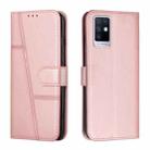 For Infinix Note 10 Stitching Calf Texture Buckle Leather Phone Case(Pink) - 1