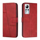 For Infinix Note 11 Stitching Calf Texture Buckle Leather Phone Case(Red) - 1