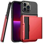 Push Card Armor Phone Case For iPhone 12 / 12 Pro(Red) - 1