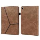 For Samsung Galaxy Tab S6 Lite P610/P615 Solid Color Embossed Striped Leather Tablet Smart Case(Brown) - 1