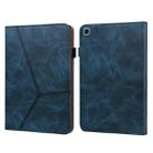 For Samsung Galaxy Tab S6 Lite P610/P615 Solid Color Embossed Striped Leather Tablet Smart Case(Blue) - 1