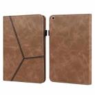 For Samsung Galaxy Tab A 10.1 (2019) T510 Solid Color Embossed Striped Leather Tablet Case(Brown) - 1