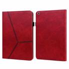 For Samsung Galaxy Tab A 10.1 (2019) T510 Solid Color Embossed Striped Leather Tablet Case(Red) - 1