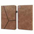 For Samsung Galaxy Tab A7 10.4 (2020) T500/T505 Solid Color Embossed Striped Leather Tablet Case(Brown) - 1