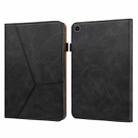 For Samsung Galaxy Tab A7 Lite T220/T225 Solid Color Embossed Striped Leather Tablet Smart Case(Black) - 1