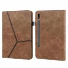 For Samsung Galaxy Tab S7+ T970 / S7 FE T730 Solid Color Embossed Striped Leather Tablet Case(Brown) - 1