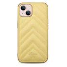 D-03 PU Leather + TPU + PC + Electroplated Phone Case For iPhone 13 Pro(Yellow) - 1