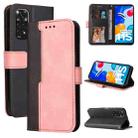 For Xiaomi Redmi Note 11 4G International/11S 4G International Stitching-Color PU Leather Phone Case(Pink) - 1